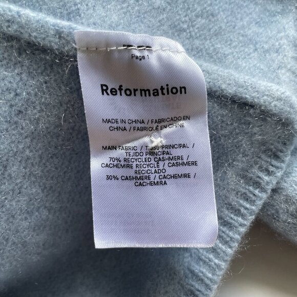 Reformation Varenne Blue Cashmere Blend Button Front Cardigan Sweater S - Picture 6 of 8